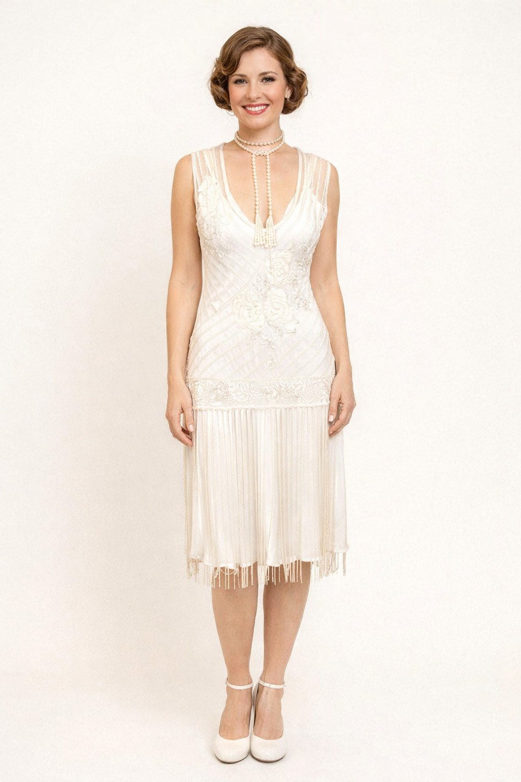 White Tango Flapper Dress 1920's, Women's Costume Rental