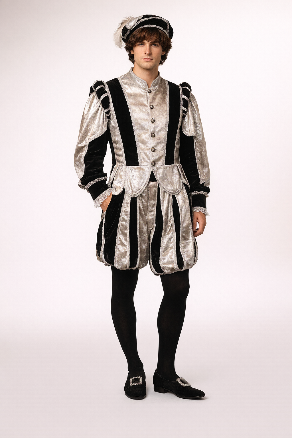 William Shakespeare Men's Silver & Black Costume Rental