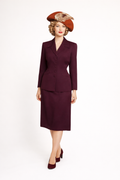 Wine Gaberdine Suit 1940's Women's Costume Rental