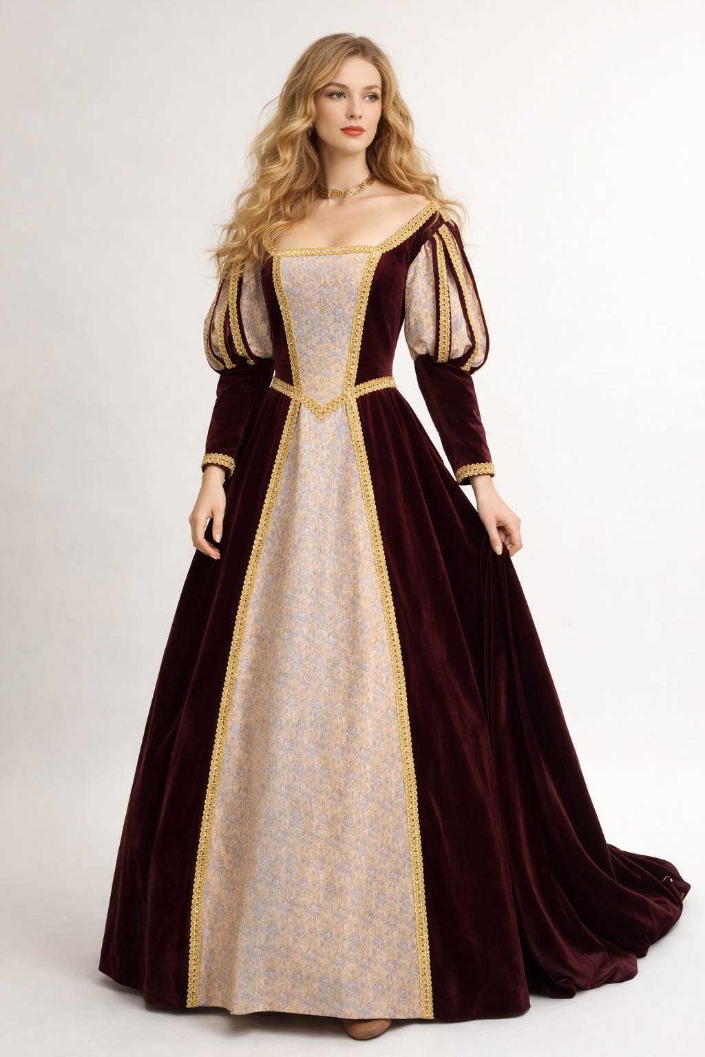 Wine & Pink Renaissance Gown Costume Rental