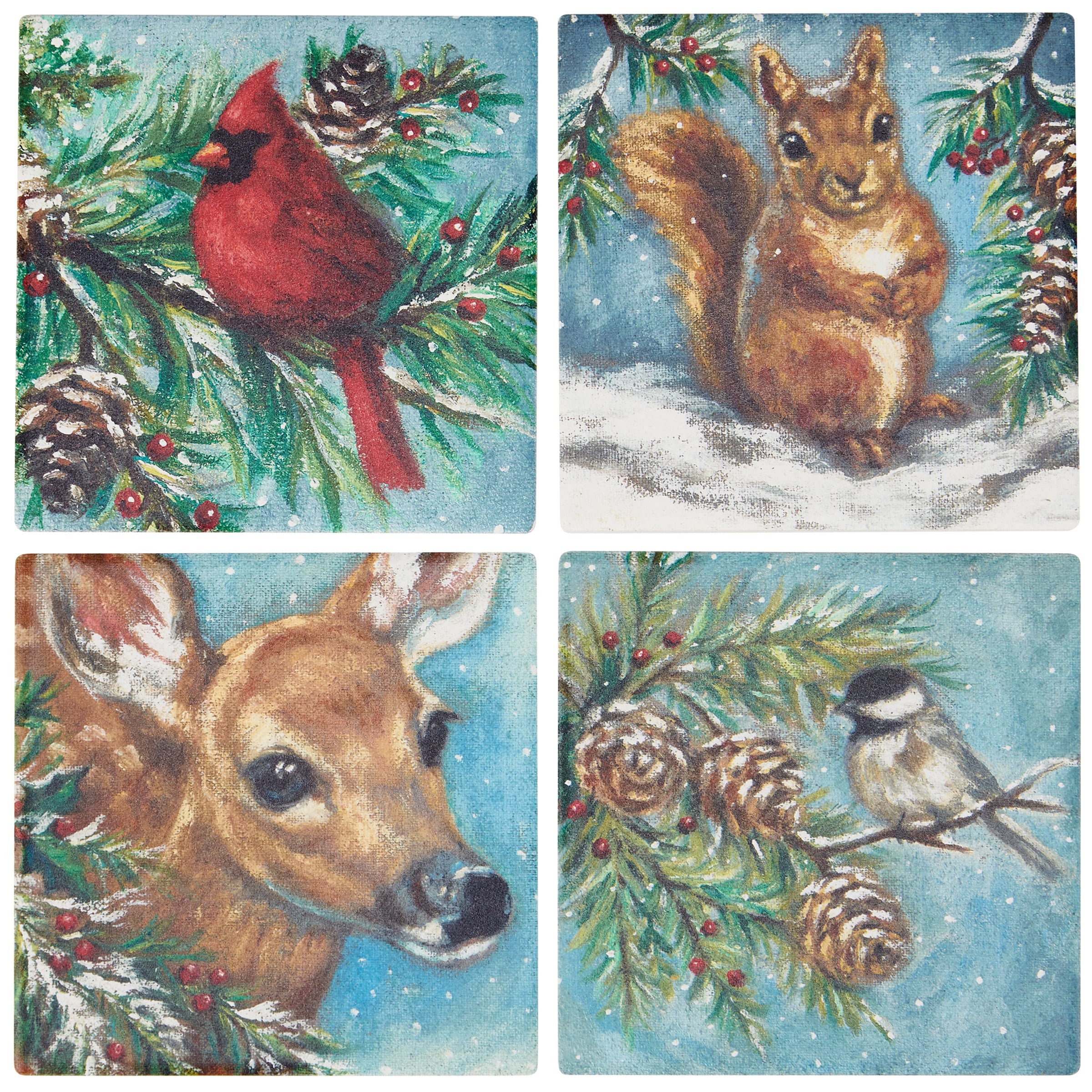Winter Family Coaster Set set of all 4