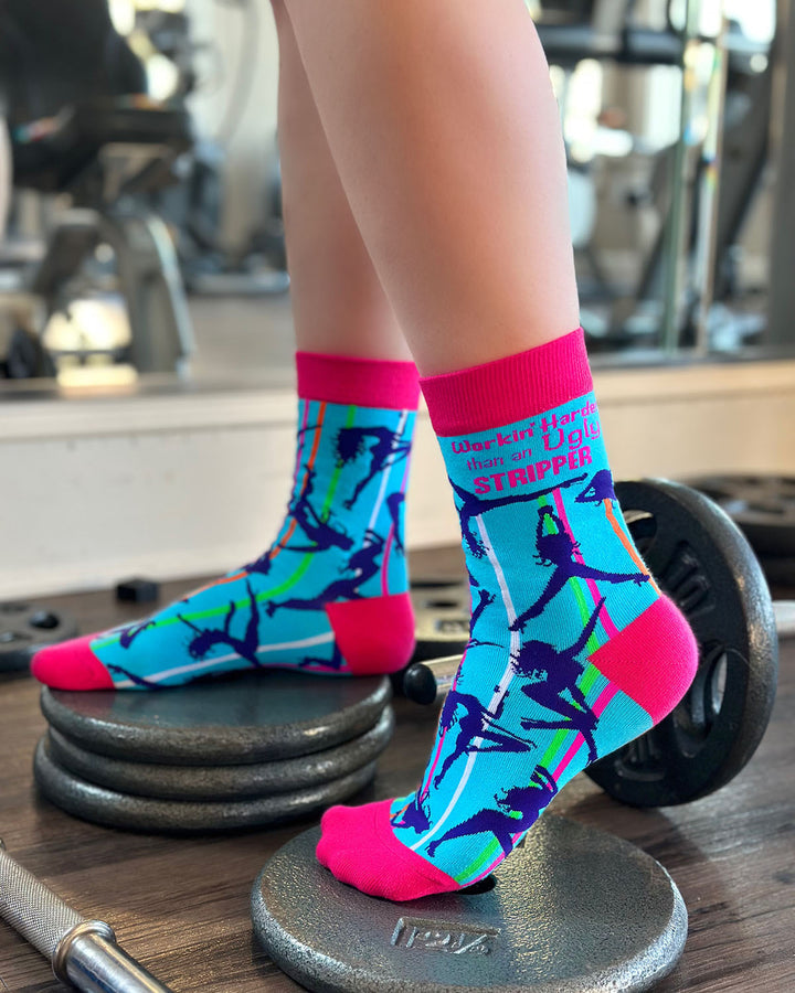 Workin' Harder Than An Ugly Stripper - Women's Novelty Crew Socks