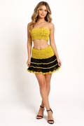 Yellow & Black Ruffle Tube Top & Skirt - 1980's Women's Costume Rental