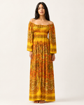 Yellow Paisley Hippied Dress, 1970's Women's Costume Rental