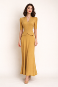 Yellow Rayon Rhinestone Dress 1940's Women's Costume Rental