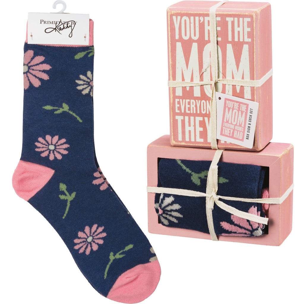 You're The Mom Box Sign & Socks Set
