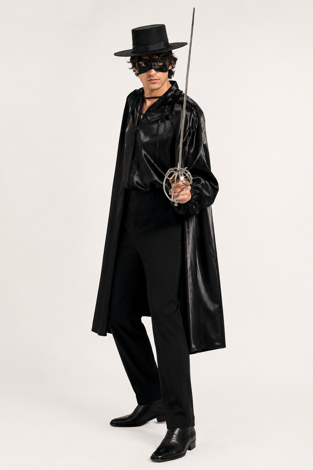 Zorro, Men's Fictional Character Black Costume Rental