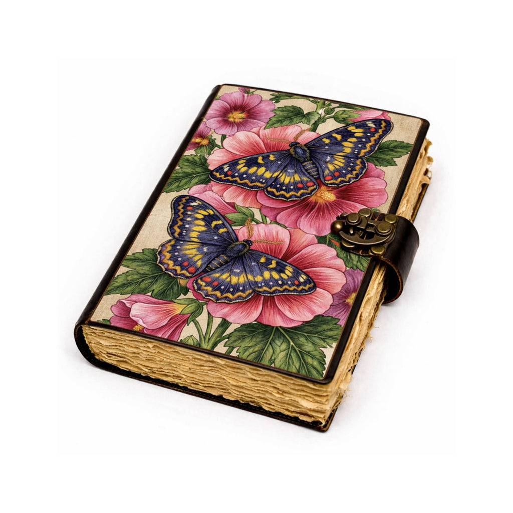 Butterfly Vintage Leather Journal Grimoire Diary Cover