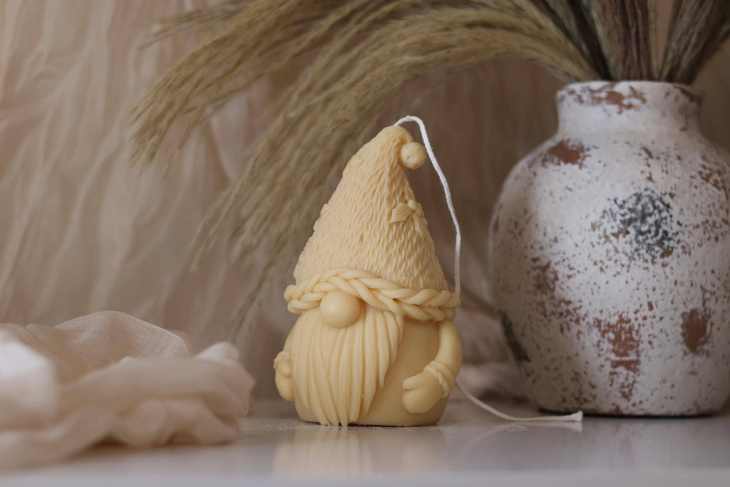 Knitted Gnome Candle 5x3.5 inches
