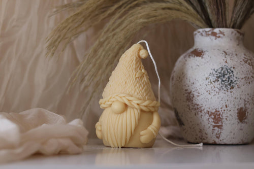 Knitted Gnome Candle 5x3.5 inches