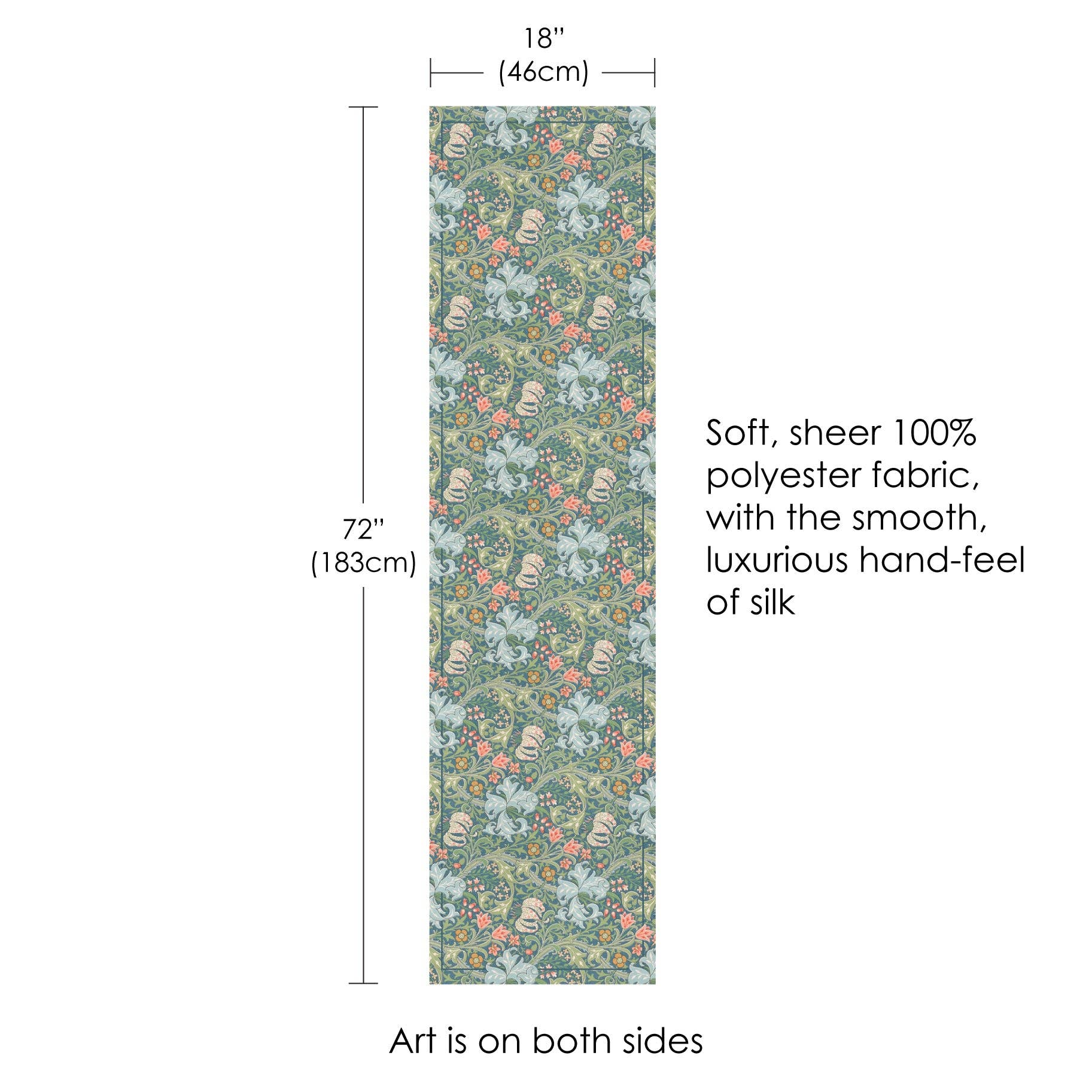 William Morris "Golden Lily" Long Sheer Scarf – Lightweight, Elegant, Silky-Soft
