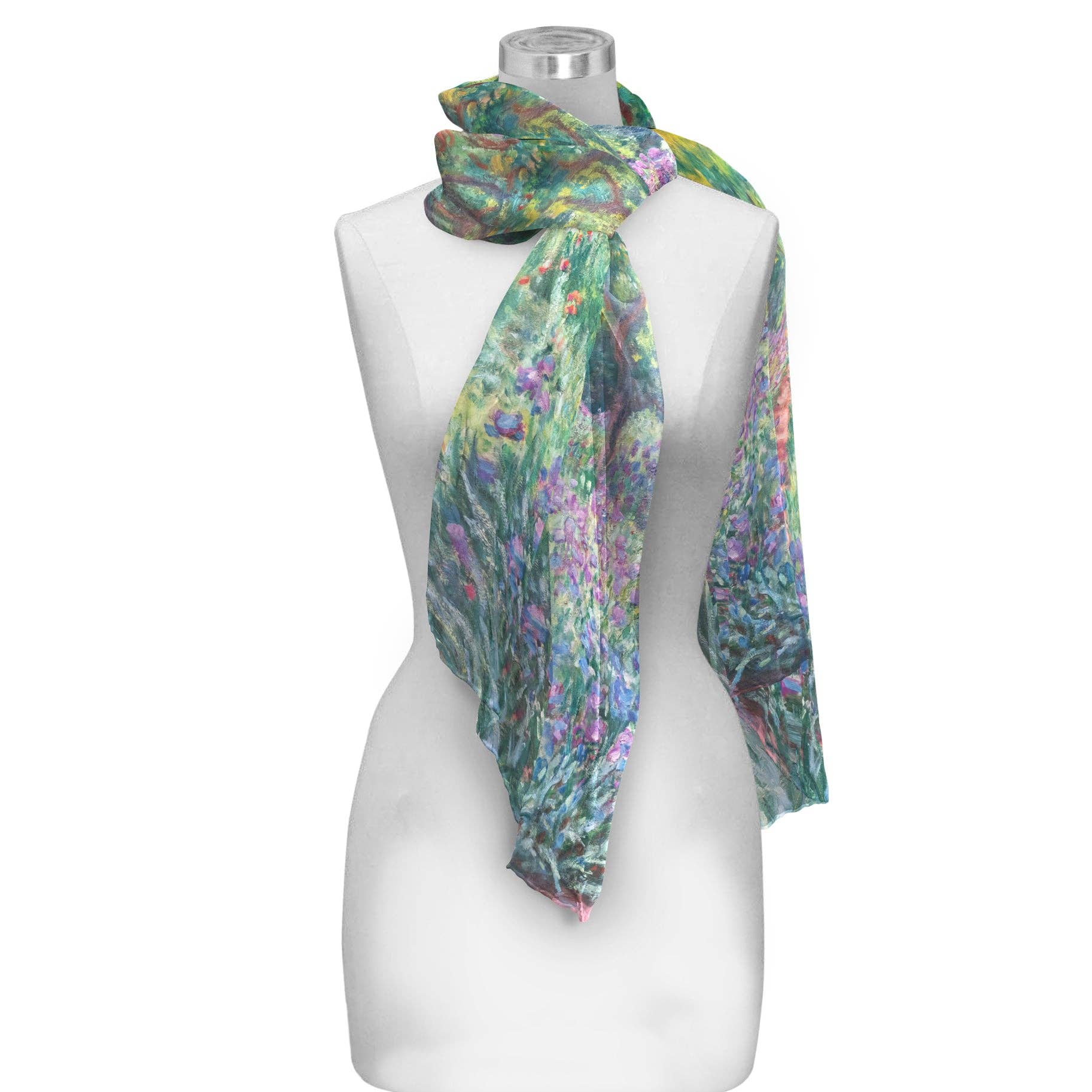 Monet Artist's Gardens at Giverny Long Sheer Scarf – Lightweight, Elegant, Silky-Soft