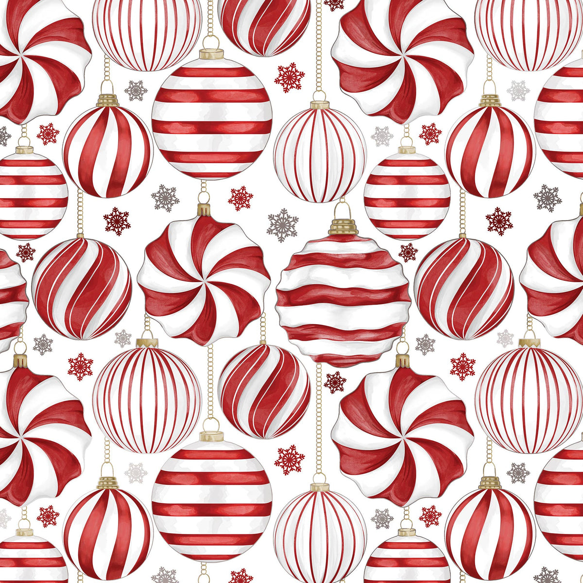 Red & White Ornaments Christmas Wrapping Paper