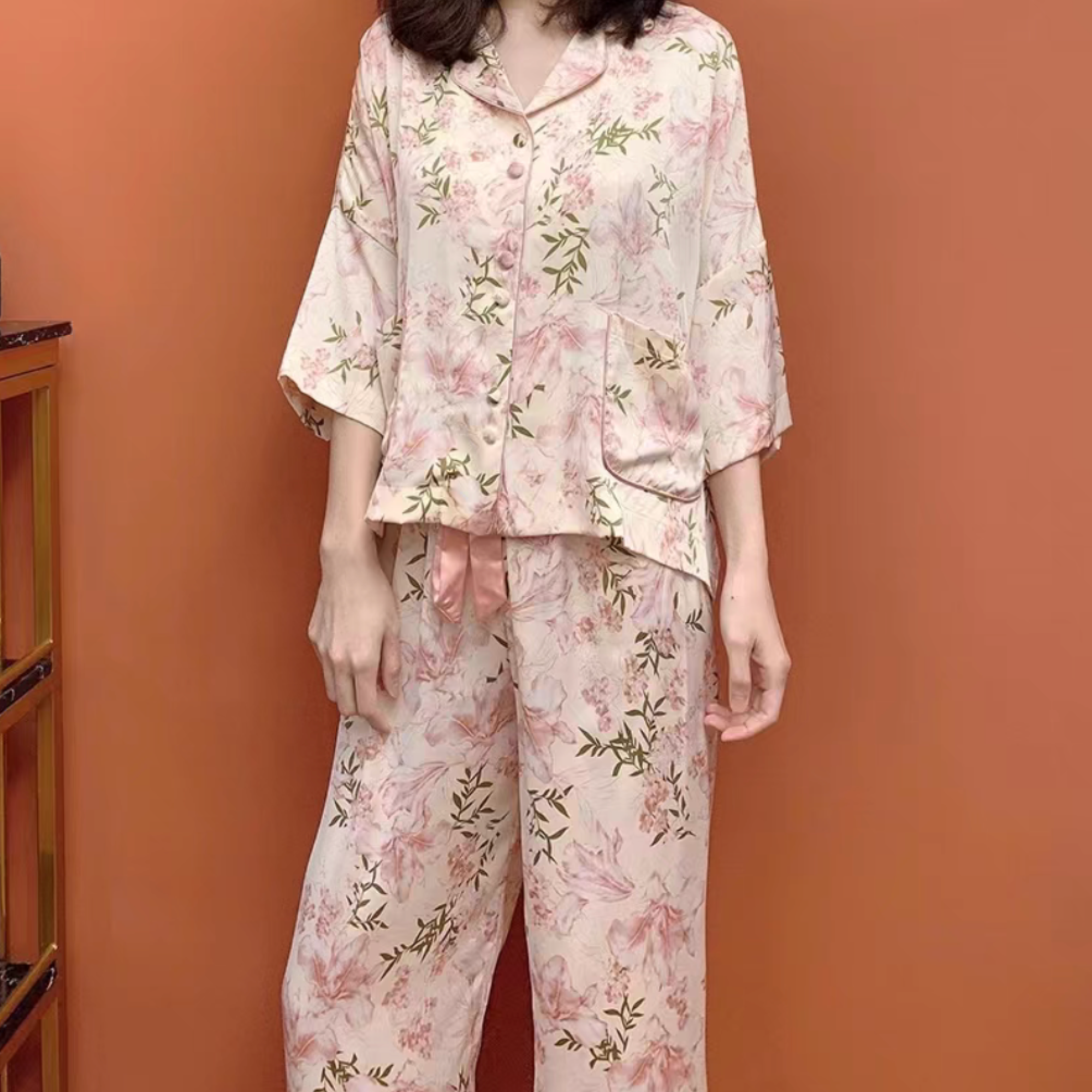 Floral Satin Pajama Set – Gift-able Lounge Sleepwear