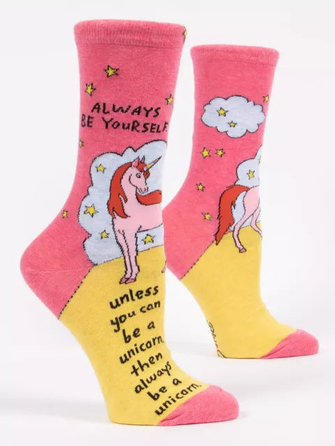 Always be yourself Unicorn womens pink socks