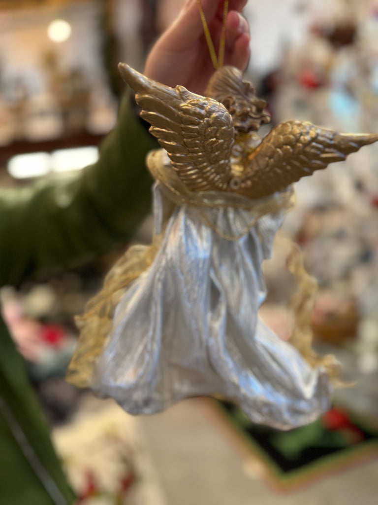 Kurt Adler Ivory & Gold Flying Angel Ornament