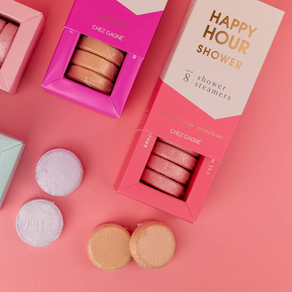 Chez Gagne Happy Hour Shower - Aromatherapy Shower Steamers - Blood Orange Grapefruit - Set of 8