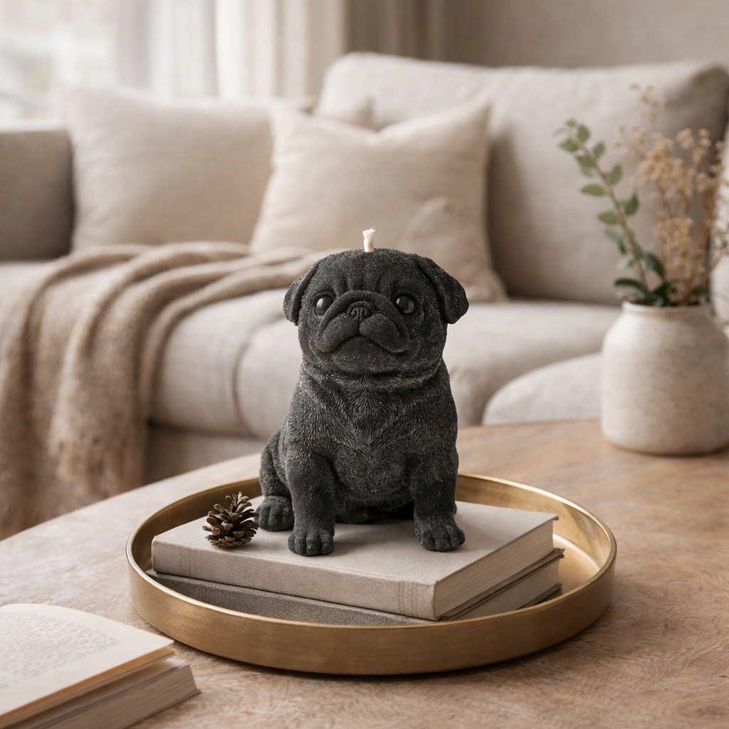 Pug Puppy Candle