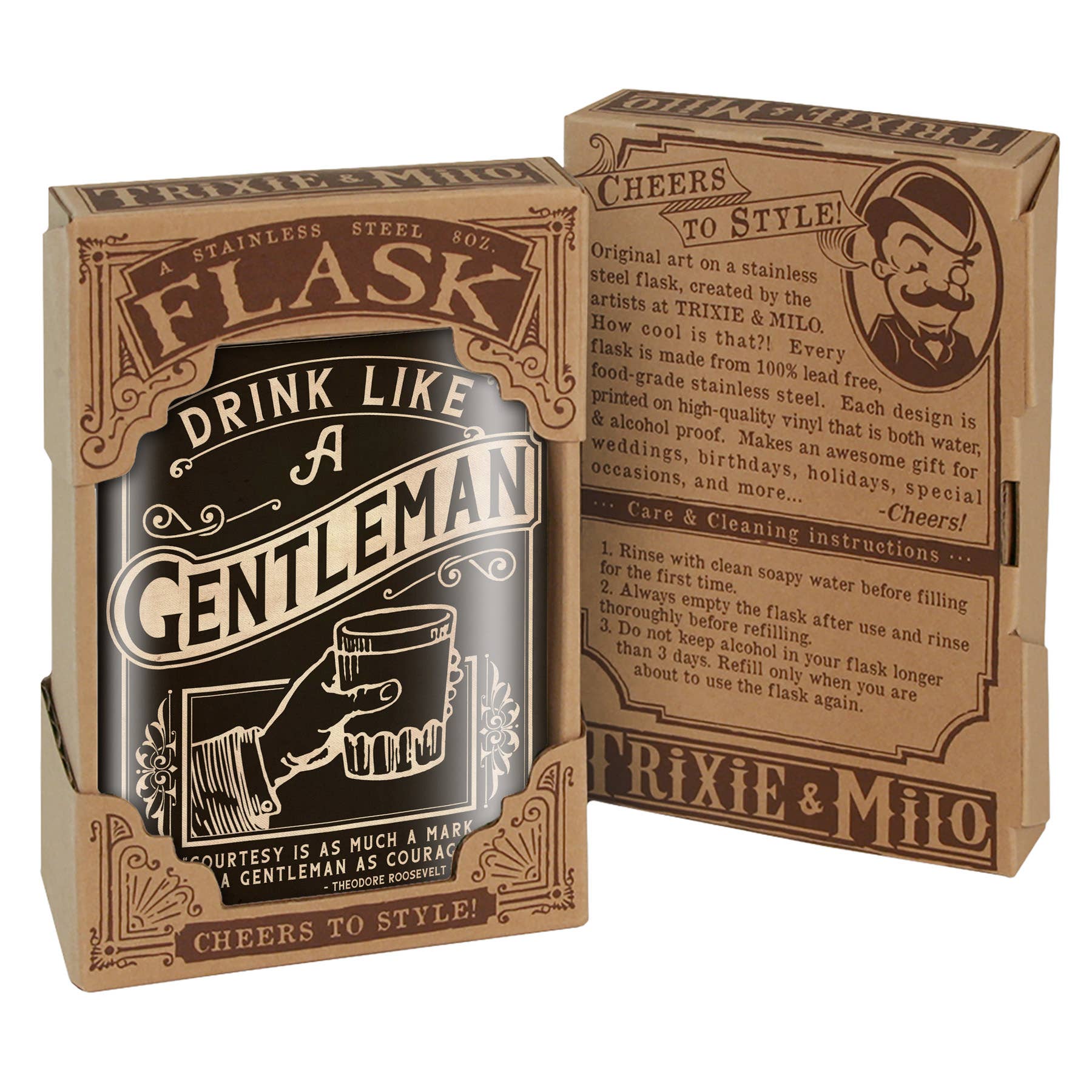8oz Flask - Drink Like a Gentleman