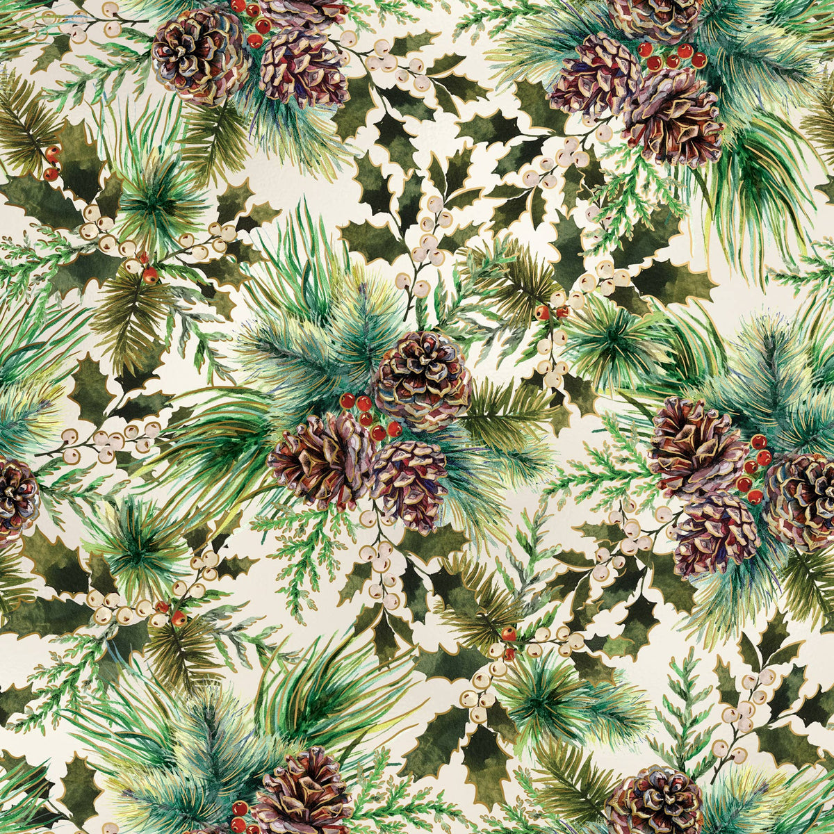 Elegant Pinecone Pearl Christmas Wrapping Paper Jumbos