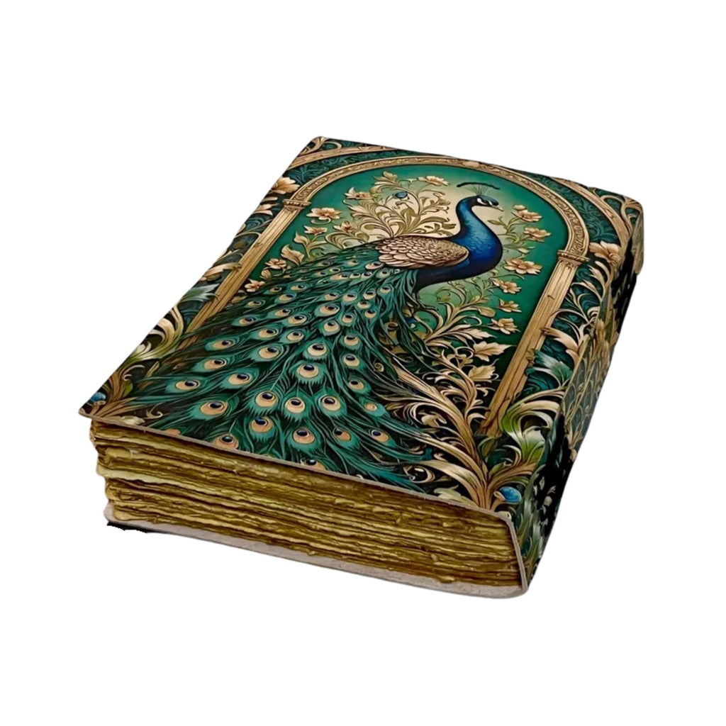 Peacock Leather Journal Vintage Travel Journal Grimoire Book