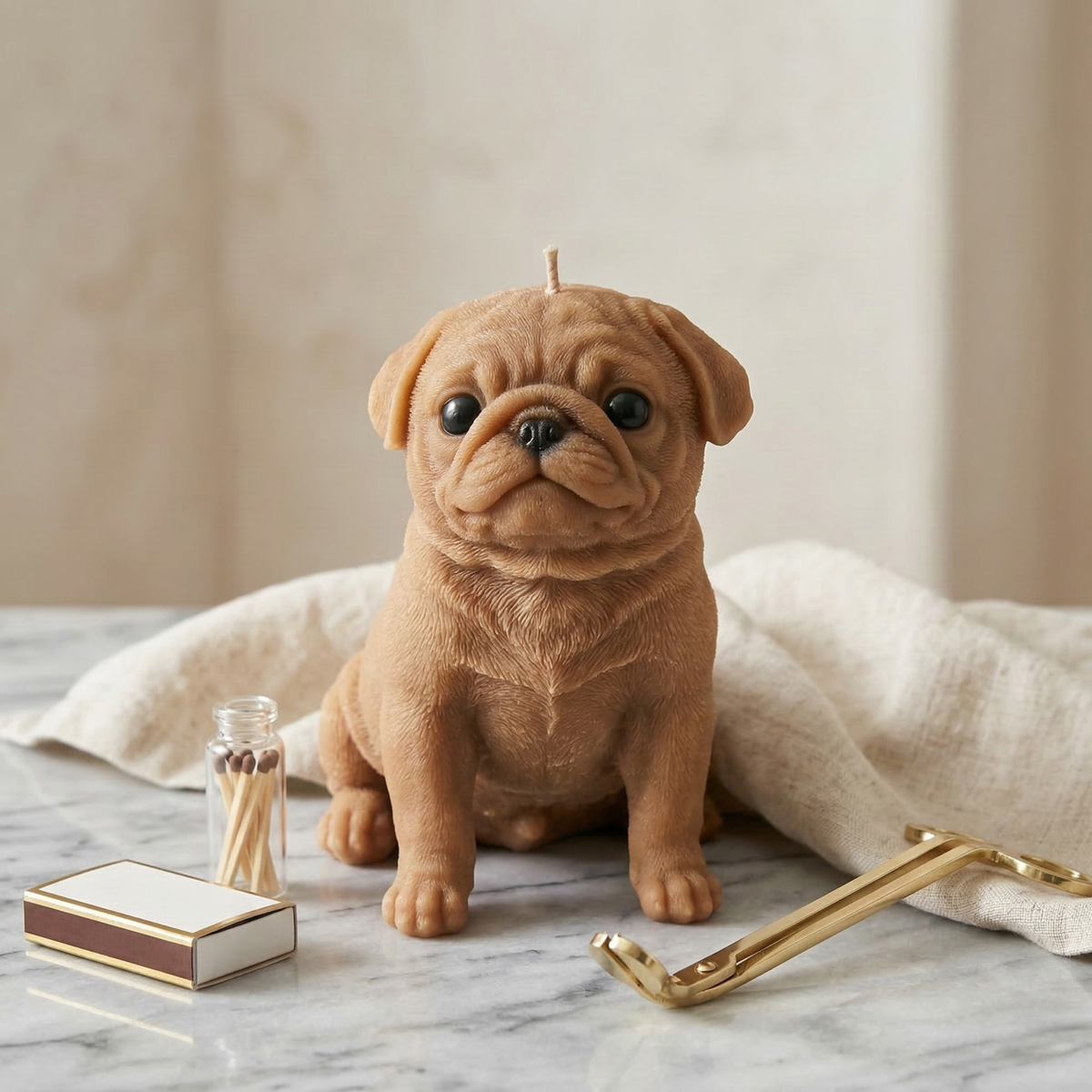Pug Puppy Candle