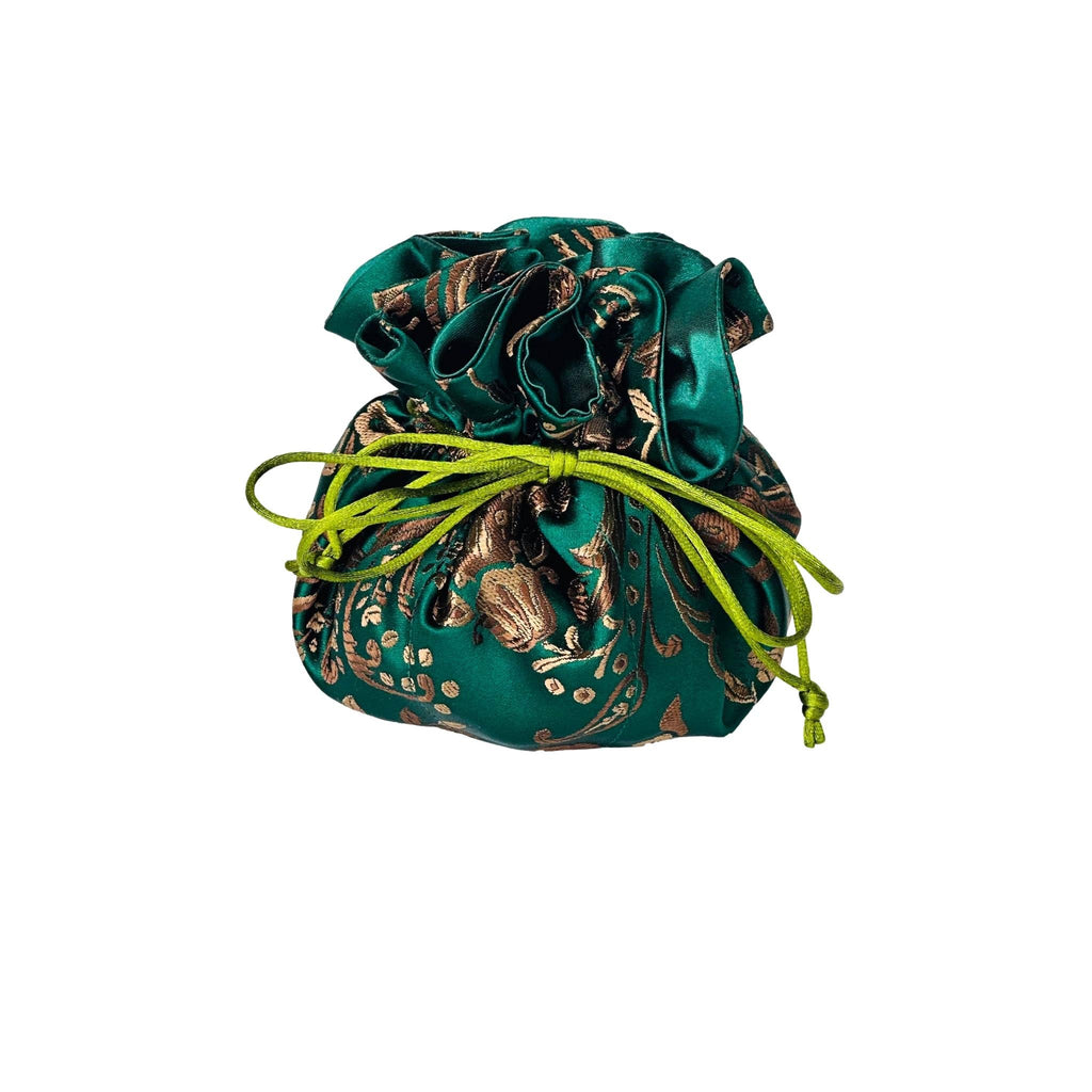 Peony Brocade Drawstring Jewelry Pouch