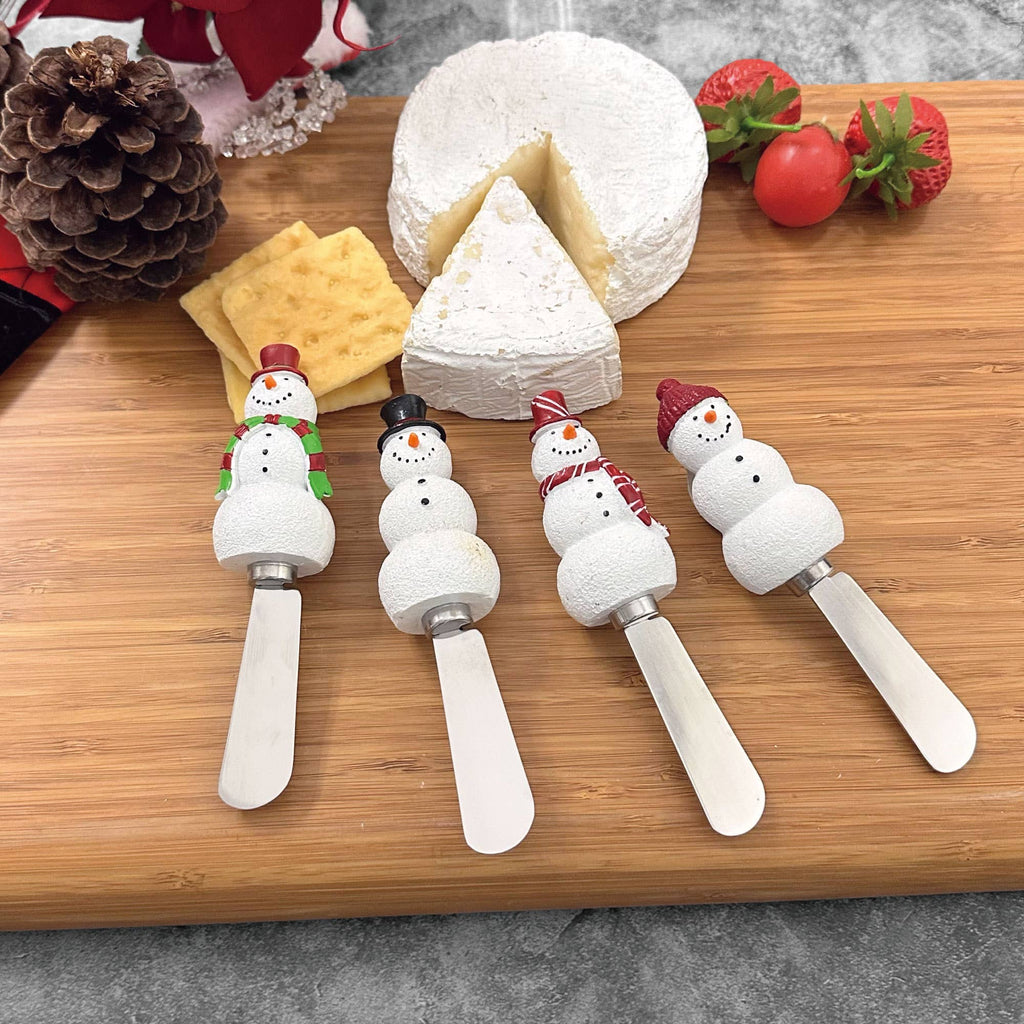 4-Piece Snowmen Polyresin Cheese Spreader