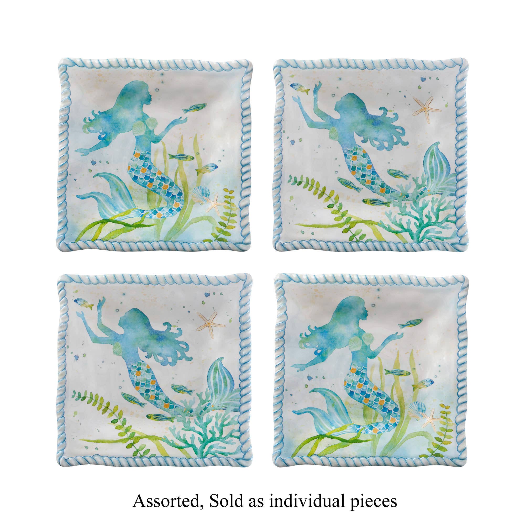 4-Piece Mermaid 6" Melamine Plate