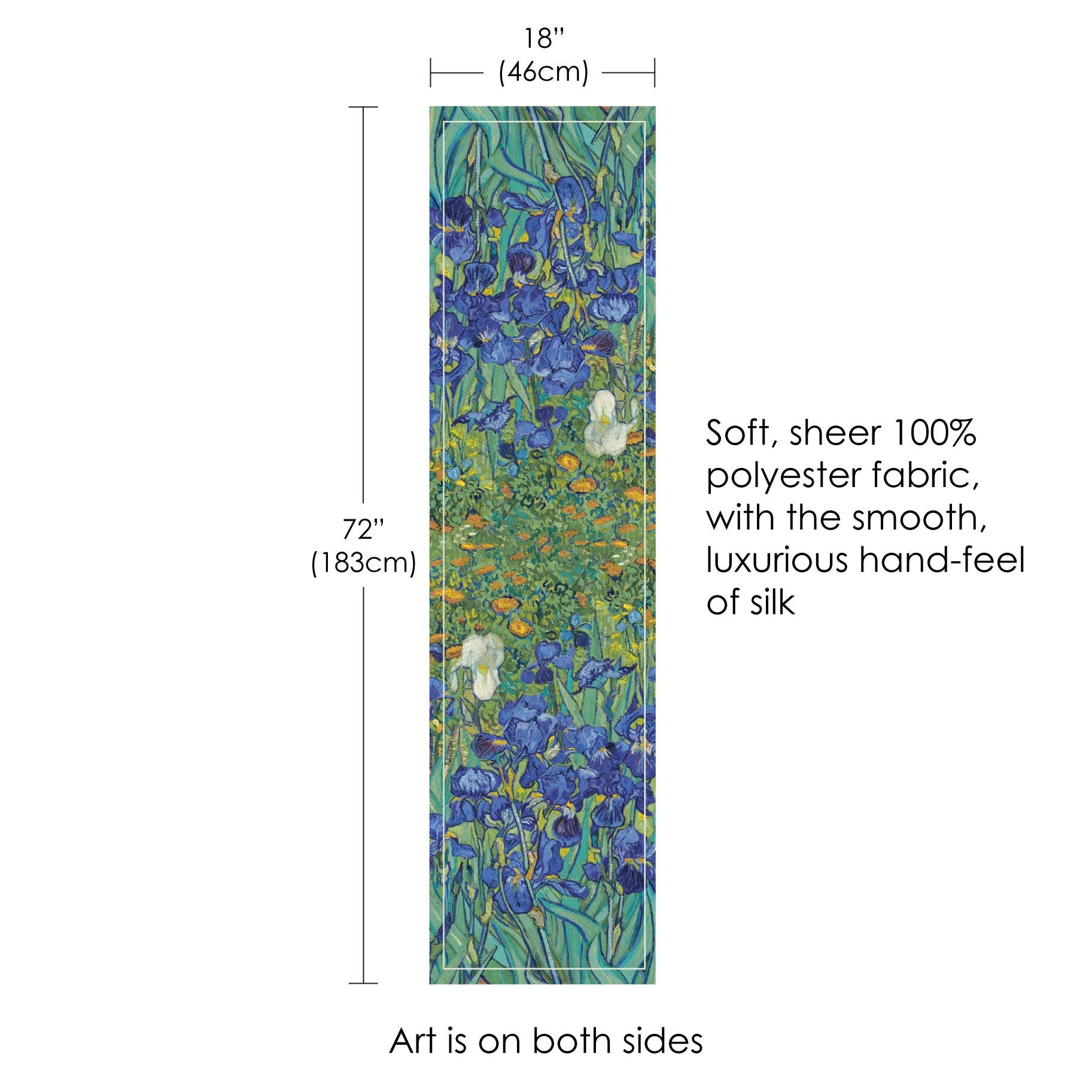 Van Gogh Irises Long Sheer Scarf – Lightweight, Elegant, Silky-Soft
