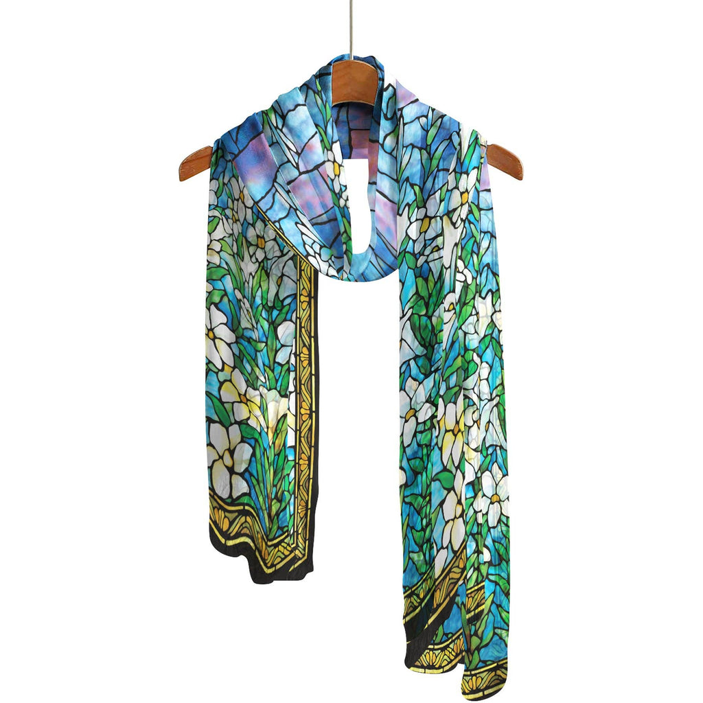 Tiffany Field of Lilies Long Sheer Scarf – Lightweight, Elegant, Silky-Soft