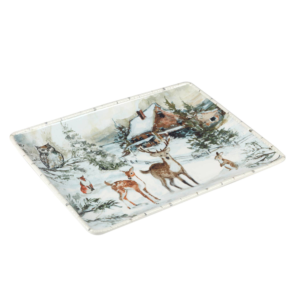 Winter's Frost Christmas Rectangular Platter 16in x 12in