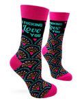 I Fucking Love You Women's Novelty Crew Socks