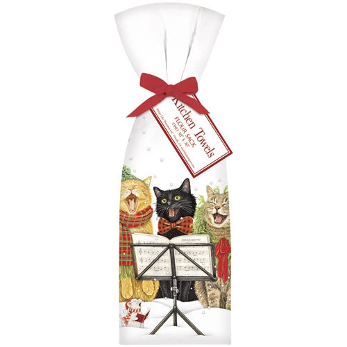 Christmas Caroling Cats Kitchen Towel Set
