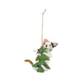 Cat ornament with green tree and lights 