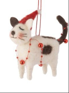  santa hat cat  ornament