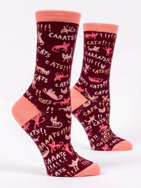 Cats womens peach and burgundy  socks 