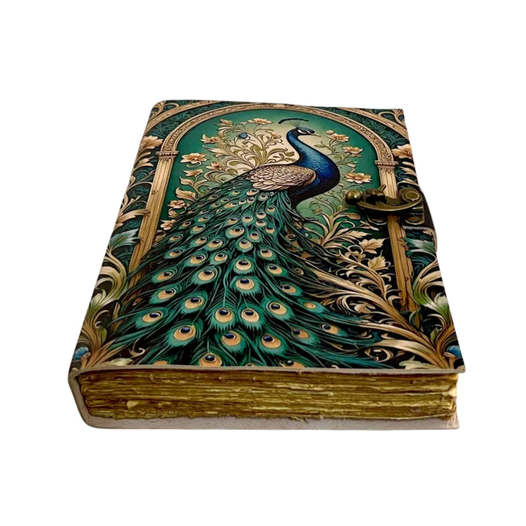 Peacock Leather Journal Vintage Travel Journal Grimoire Book
