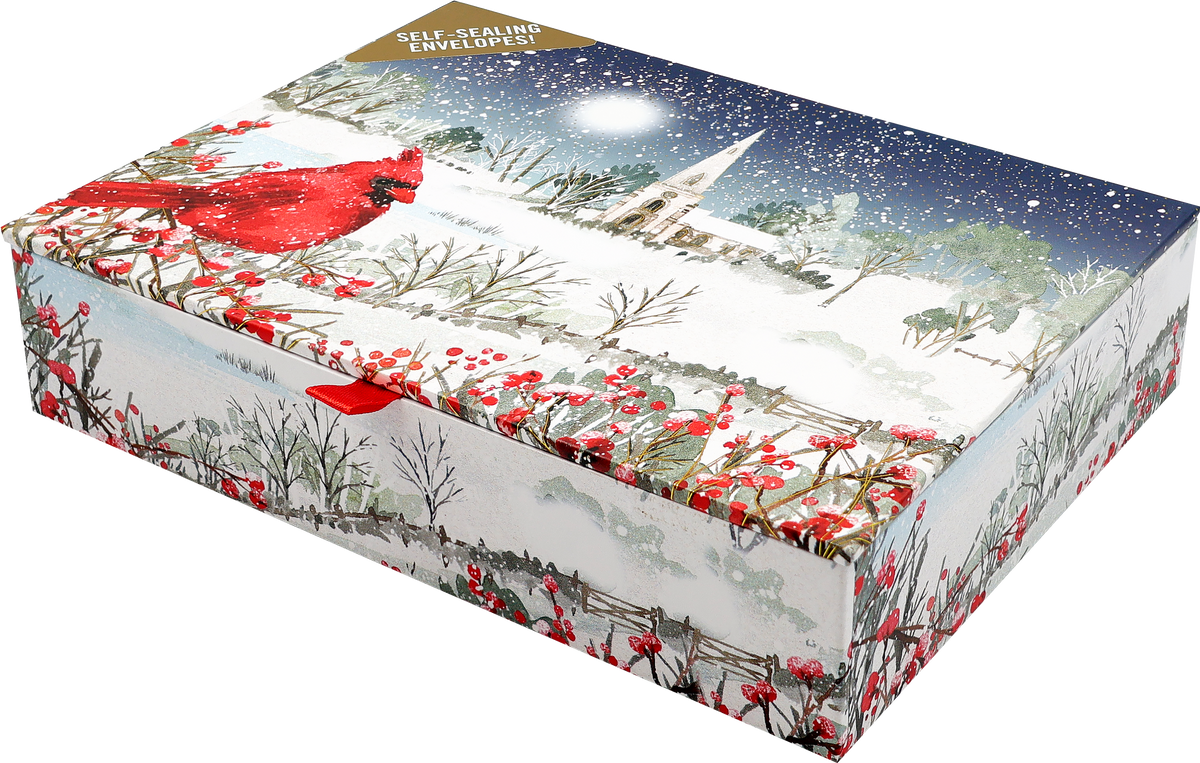 Cardinal in Moonlight Deluxe Boxed Holiday Cards