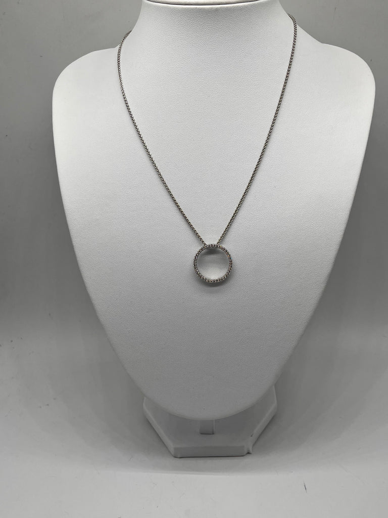 18K Diamond Circle Necklace (Made in Italy)