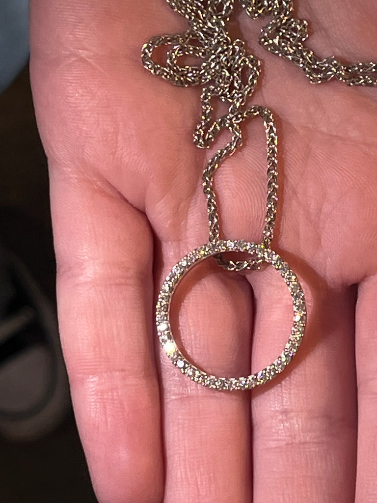 18K Diamond Circle Necklace (Made in Italy)