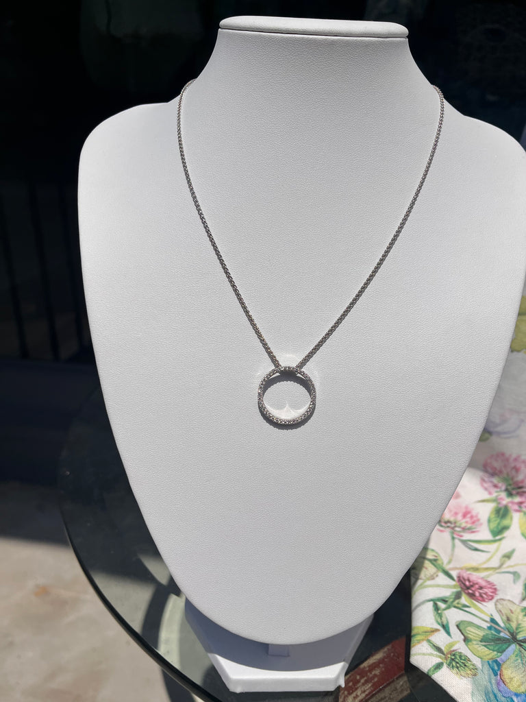 18K Diamond Circle Necklace (Made in Italy)