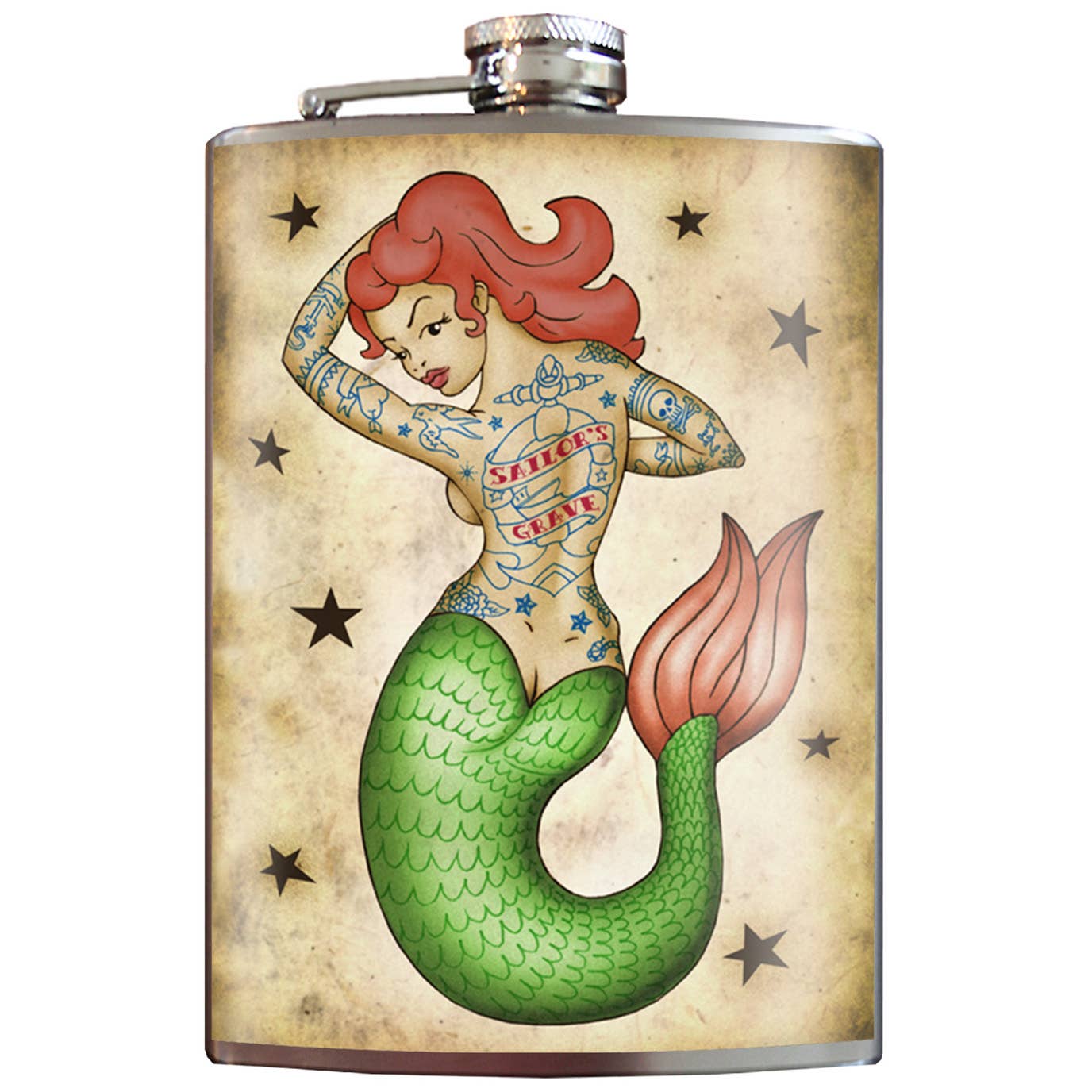 8oz Flask - Tattooed Mermaid
