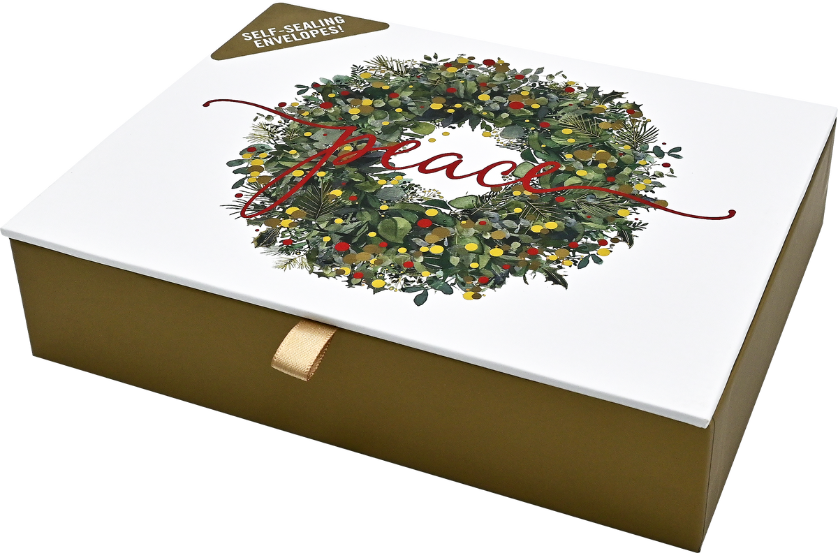 Wreath of Peace Deluxe Boxed Holiday Cards