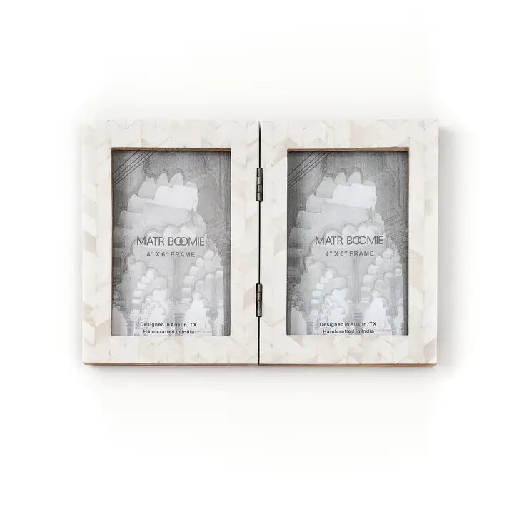 Artemis 4x6 Double Picture Frame - Handcrafted Bone