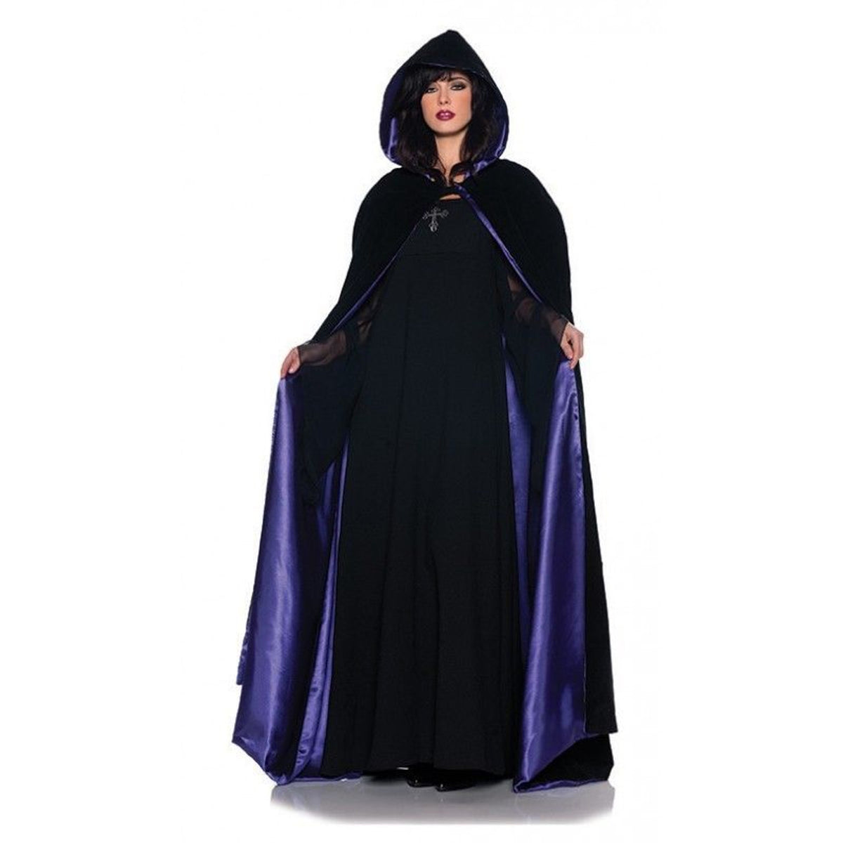 63 Inch Deluxe Velvet and Satin Cape Purple Costume