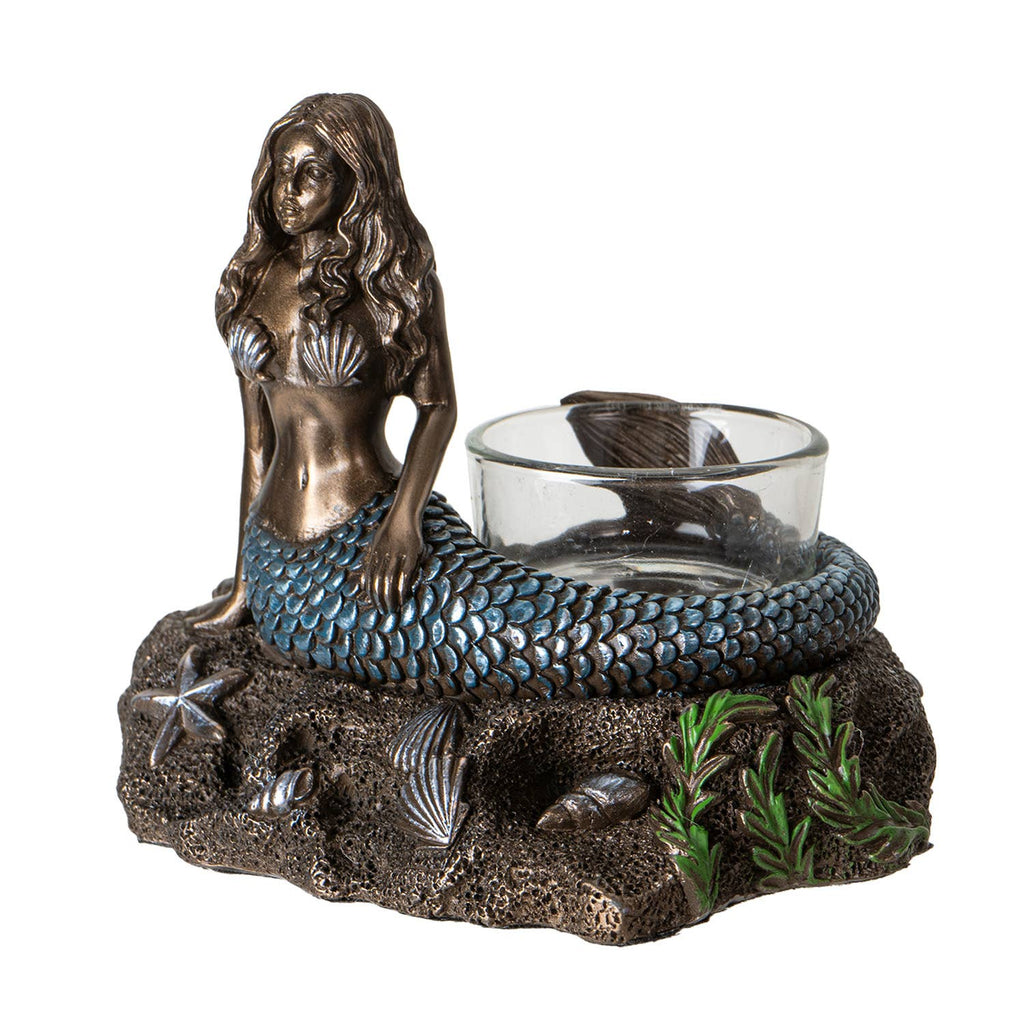 Bronze Look Resin Mermaid Votive Candle Holder