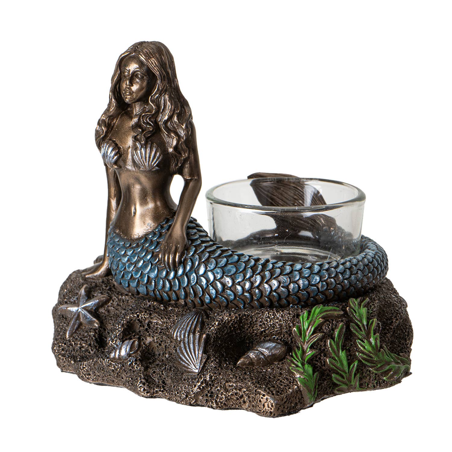 Bronze Look Resin Mermaid Votive Candle Holder