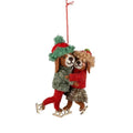 Dogs Ice Skating with Winter Outfit Ornament