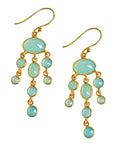 Chandelier Aqua Blue Chalcedony Drop Stones Earring